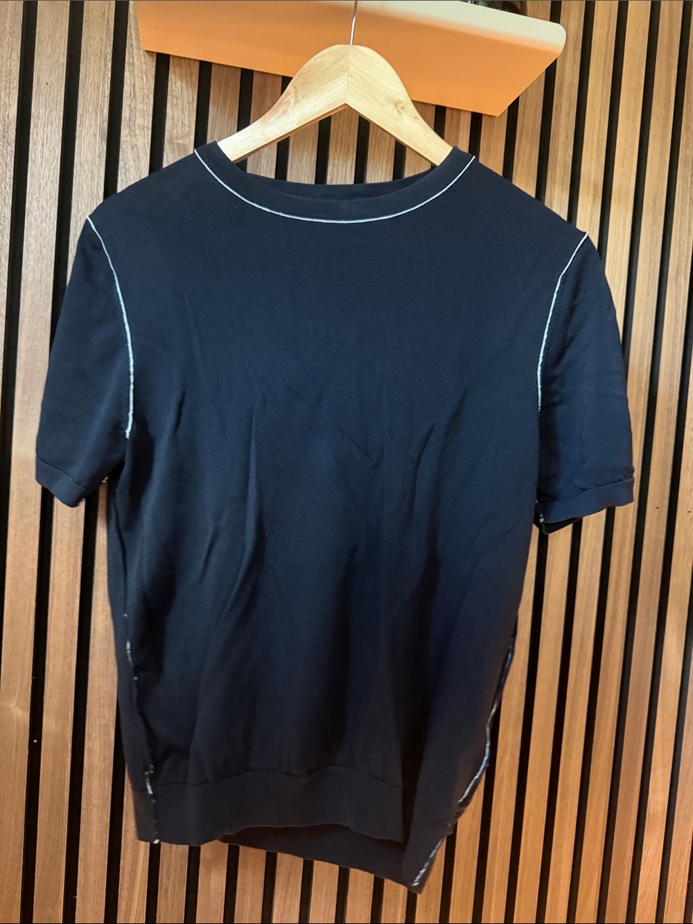 Zara Black Short-Sleeve Tee with Contrast Stitching